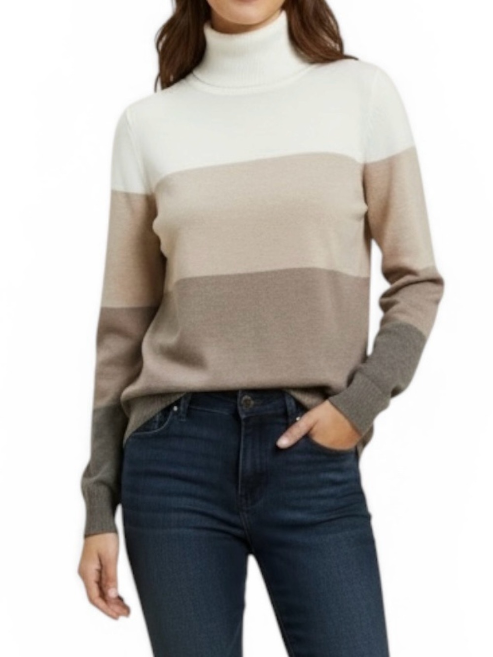 Calvin Klein Colorblock Lightweight Turtleneck Sweater Size Small